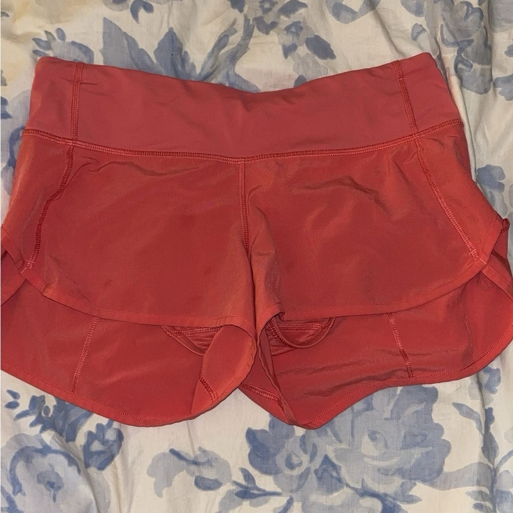 Lululemon light pink speed up shorts 4”